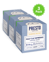 Presto Coffee Half Caf Espresso Coffee Bags, Barista Grade, 3 Pack, Dark Roast, Tasting Notes of Blackberry, Hazelnut, and Cocoa, 10 Bags per Pack.