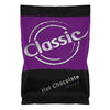 Classic Hot Chocolate Drink mix in purple and black packaging, premium cocoa beverage ready to brew.