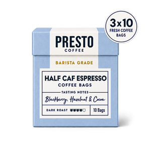 Half Caf Espresso Coffee Bags Multipack (10 bags x3)