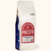 Presto Coffee Intense Espresso Beans 1kg bag, consciously uncomplicated branding, rich robust dark roast, sustainable packaging.