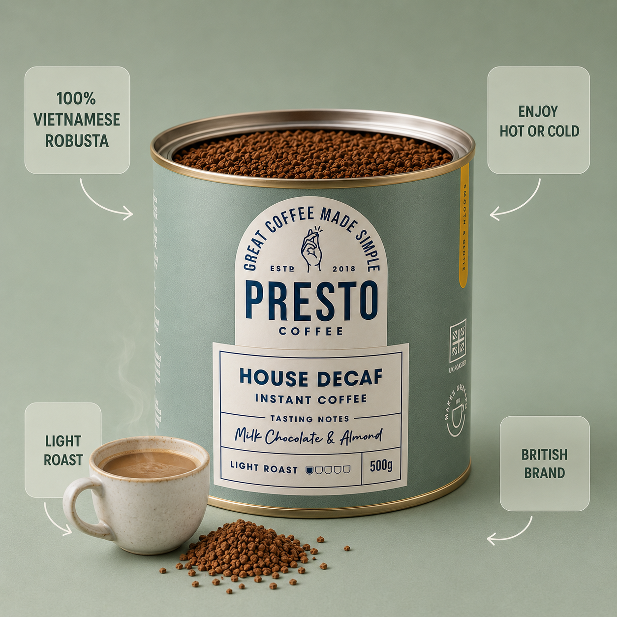 House Decaf Instant Coffee 500g