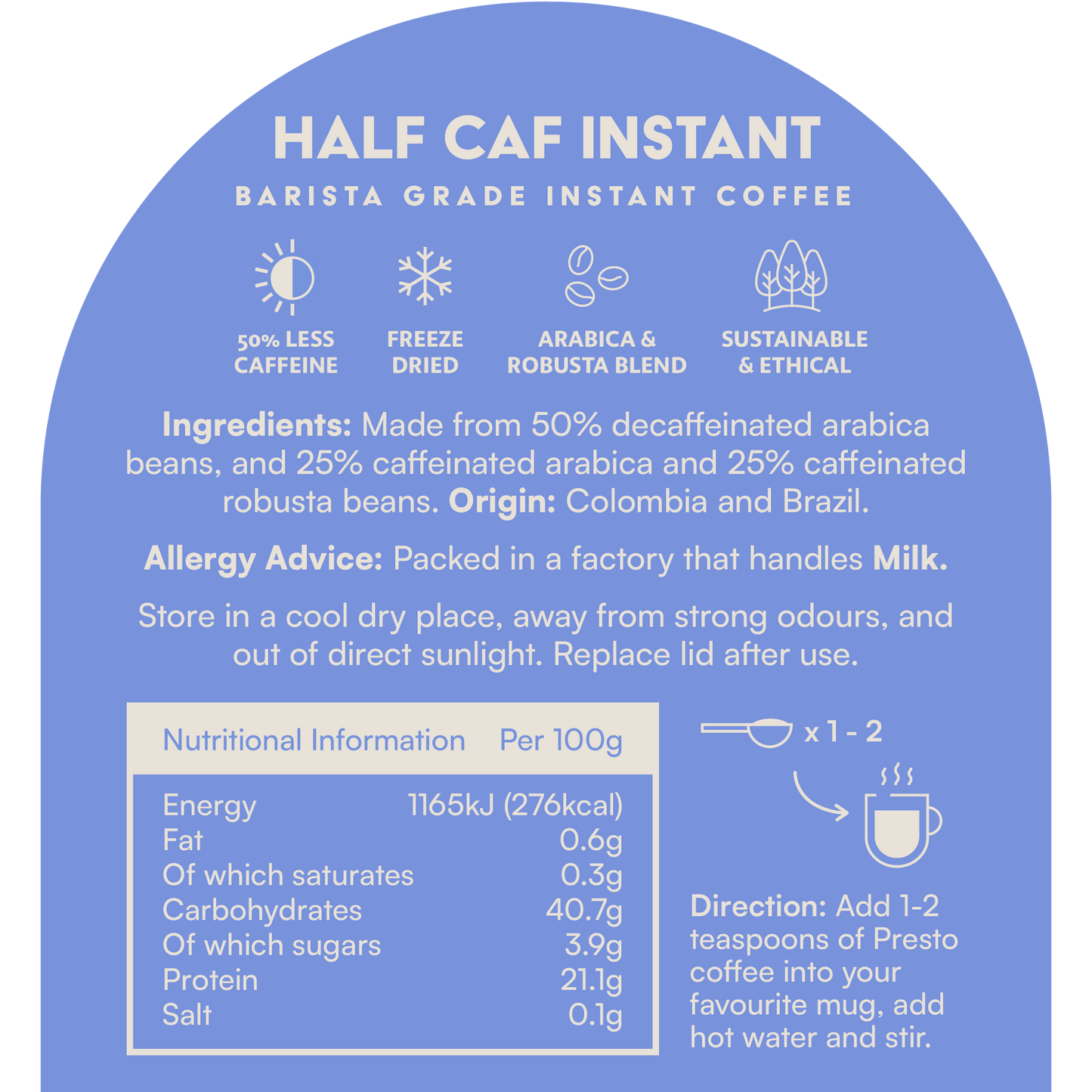 Presto Barista Grade Half Caf Instant Coffee Multipack (3x100g)
