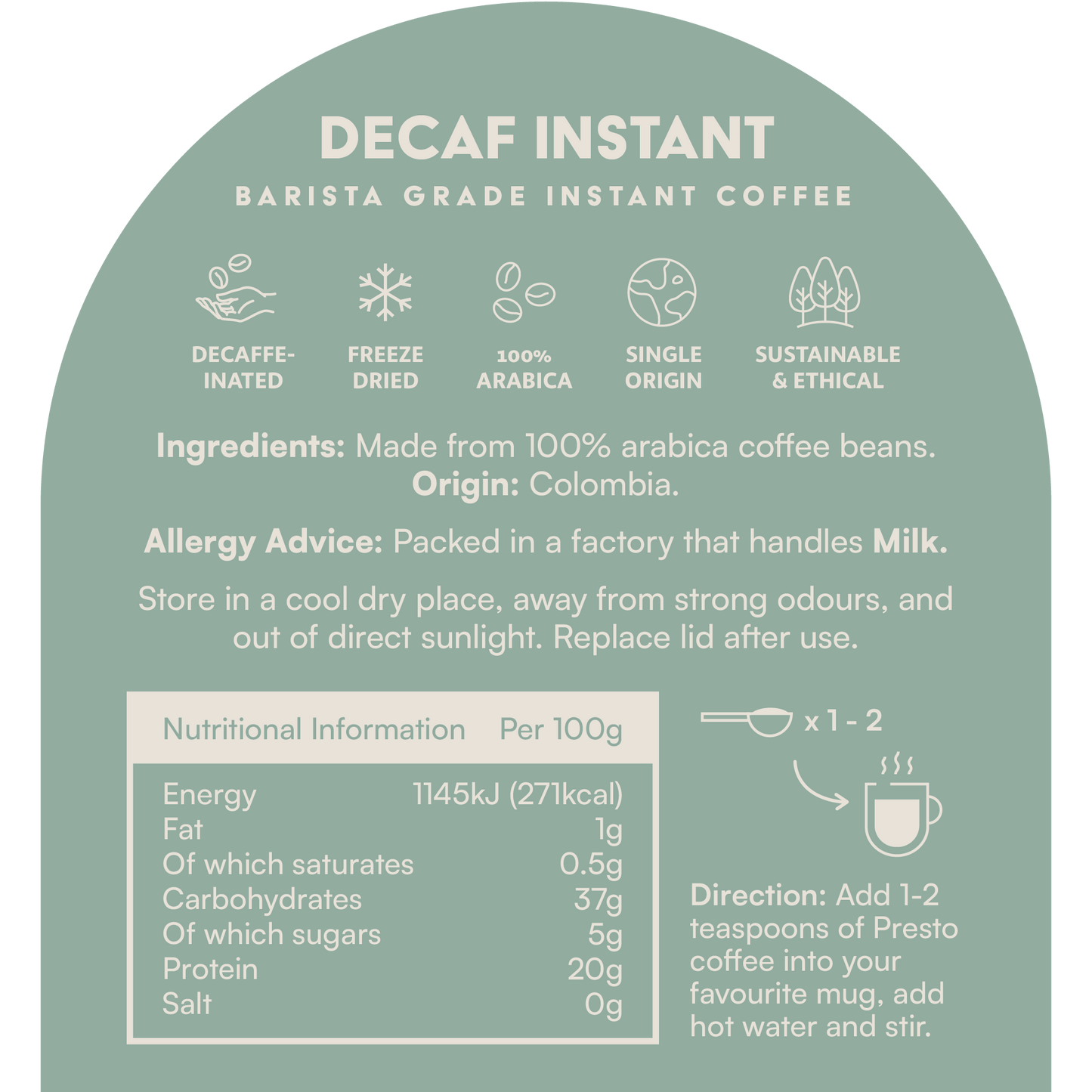 Presto Barista Grade Decaf Instant Coffee Multipack (3x100g)